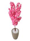 Flor Cerejeira Pink Japonesa Arranjo Artificial Com Vaso de Decoração