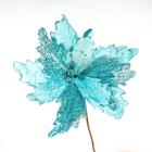 Flor Decoração De Natal Artificial Glitter Azul 30cm - Gici Christmas