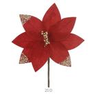 FLOR POINSENTIA.VERMELHO GLITTER CHAMPANHE 22cm