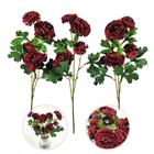 Flor Ranunculus Vermelha 70X20Cm Planta Artificial Kit 3Pc