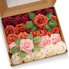 Flores artificiais JaosWish Burnt Orange Roses x25 com caules