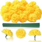 Flores de calêndula estrelada 50Pcs 2'' Seda Artificial Marigold Flores Cabeça Bulk para DIY Diwali Festival Indian Wedding Party Dia do Dia Morto de Los Muertos ofrenda Decorações de Altar (Amarelo)