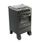 Fogão 4 Bocas a Gás Braslar New Sirius Plus com Mesa Inox e Forno Easy-Clean Preto Bivolt