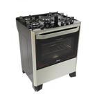 Fogão 5 Bocas a Gás Braslar Master Glass com Mesa de Vidro e Forno Easy-Clean Inox Bivolt