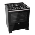 Fogão 5 bocas Atlas UTop Glass preto com mesa de vidro - Bivolt