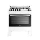 Fogão 5 Bocas Branco com Mesa Inox Atlas Milão Top Bivolt