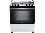 Fogão 5 bocas Brastemp modelo BFS5NDB na cor branca com acabamento frontal em vidro preto
