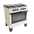 Fogão 5 Bocas Mesa de Inox Forno Easy Clean Acendimento Manual Trempe Esmaltado - Branco