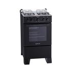 Fogão Atlas 4 Bocas Mônaco Plus com Mesa Inox e Acendimento Automático Preto Bivolt