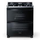 Fogão Brastemp 5 bocas Preto com duplo forno, mesa de vidro e turbo chama - BFD5VCE