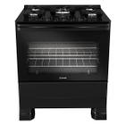 Fogão com forno Mueller 5 bocas Preto Mesa de Vidro e grades de ferro fundido Bivolt