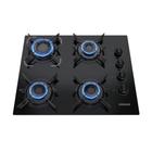 Fogão Cooktop 4 Bocas a Gás Itatiaia Electra Mesa de Vidro Preto 127V/220V Trempe Aço