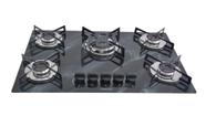 Fogão Cooktop Chamalar Premium 5 Bocas Tripla Chama Marmorizado Preto Bivolt GLP