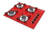 Fogão Cooktop Chamalux 4 Bocas Ultra Chama Vermelho 127/220v Trempe de Chapa