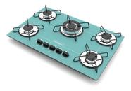 Fogão Cooktop Chamalux 5 Bocas Tripla Chama Verde-Água