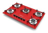 Fogão Cooktop Chamalux 5 Bocas Ultra Chama Vermelho 110/220v Trempe de Chapa