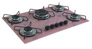 Fogão Cooktop Classic 5 Bocas Tripla Chama Marmorizado Rosa - Chamalar