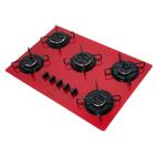 Fogão Cooktop Fornello 5 Bocas Acendimento Automático - Vermelho