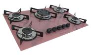 Fogão Cooktop Premium 5 Bocas Tripla Chama Marmorizado Rosa - Chamalar