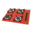 Fogão Cooktop Ultra Chama 4 Bocas Vermelho - Chamalux Bivolt