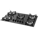 Fogão de Mesa Cooktop 5 Bocas Vidro Preto à Gás Suggar FG5005VP