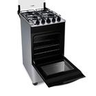 Fogão De Piso 4 Queimadores Brastemp Com Mesa Inox E Cor Inox, Com Tampa De Vidro Temperado E Forno Com 2 Prateleiras Ajustáveis