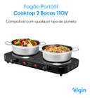 Fogão Elétrico Portátil Elgin 2 Bocas Cooktop Fog10 Preto 220v