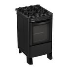 Fogão Esmaltec Pérola Glass 4 bocas preto com trempes de ferro fundido