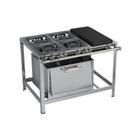 Fogão Industrial 4 bocas 30X30 Chapa e Forno Luxo Aço Inox 304 Metalmaq