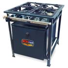 Fogão Industrial 4 Bocas 4QS Baixa Pressão P5 com Forno 90L de Piso - Metalfour