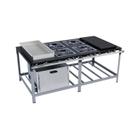 Fogão Industrial 4bocas Duplas 40X40 com Chapa, Banho Maria e Forno Luxo Metalmaq