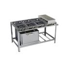 Fogão Industrial 6 bocas 30x30 Banho Maria e Forno Luxo Aço Inox 304 Metalmaq