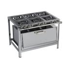 Fogão Industrial 6 Bocas 30X30 com Super Forno Aço Inox Metalmaq