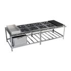 Fogão Industrial 8 Bocas Duplas40X40 com Forno, Chapa e Banho Maria Luxo Aço Inox Metalmaq