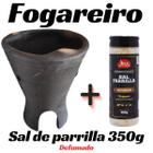 Fogareiro de Barro Cerâmica Grande Preto Cinza Rústico Para Carvão Lenha + Pimenta ou Sal de Parrilla (a sua escolha)