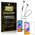 Fone Bluetooth HS-615 Samsung A21S + Capinha Anti Impacto + Película 3D - Armyshield