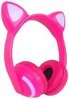 Fone de Gatinho com 7 Cores de LED Sem fio com Microfone Headset Orelha de Gato ROSA