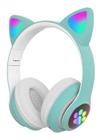 Fone De Ouvido Bluetooth Led Gato Iuz Headphone Verde