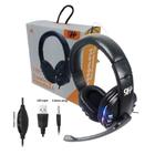 Fone de Ouvido Gamer Headset RGB Led Plug P3 com Microfone - Usb Led