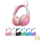 Fone De Ouvido Gatinho Bluetooth Rosa Led Feminina Infantil