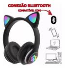 Fone De Ouvido Gatinho Bluetooth Rosa Led Feminina Infantil - DCMB