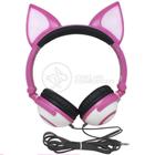 Fone De Ouvido Gatinho Fio Com Led Dobrável Microfone Rosa - SMART BRACELET