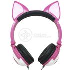 Fone de Ouvido Gatinho Fio Com Led Orelha Gato Dobrável Infantil Microfone - Rosa - Smart Bracelet