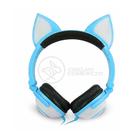 Fone de Ouvido Gatinho Fox Fio Com Led Orelha Gato Dobrável Infantil Microfone - Azul - Smart Bracelet