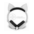 Fone de Ouvido Gatinho Fox Fio Com Led Orelha Gato Dobrável Infantil Microfone - Branco