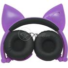 Fone De Ouvido Gatinho Fox S/Fio C/Led Dobrável Roxo Branco - OUTRAS MARCAS