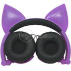 Fone de Ouvido Gatinho Fox Sem Fio Com Led Orelha Gato Dobrável Infantil Microfone - Roxo - Smart Bracelet