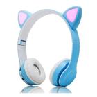 Fone de ouvido headphone dobrável haste ajustável micro sd mp3 led orelha gatinho cat recarregável bluetooth sem fio cores