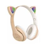 Fone de ouvido headphone dobrável haste ajustável micro sd mp3 led orelha gatinho cat recarregável bluetooth sem fio cores