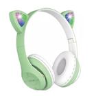 Fone de ouvido headphone dobrável haste ajustável micro sd mp3 led orelha gatinho cat recarregável bluetooth sem fio cores